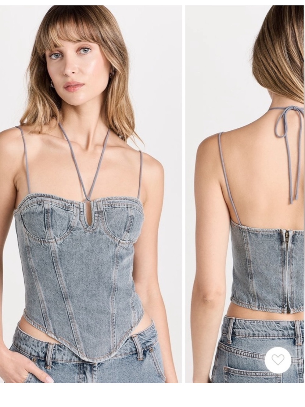 LIONESS DEL GATO FADED DENIM CORSET
BUSTIER JEAN HALTER 
CAMI CROP TOP SIZE M